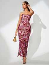 Dahlia Floral Sequin Bustier Maxi Dress